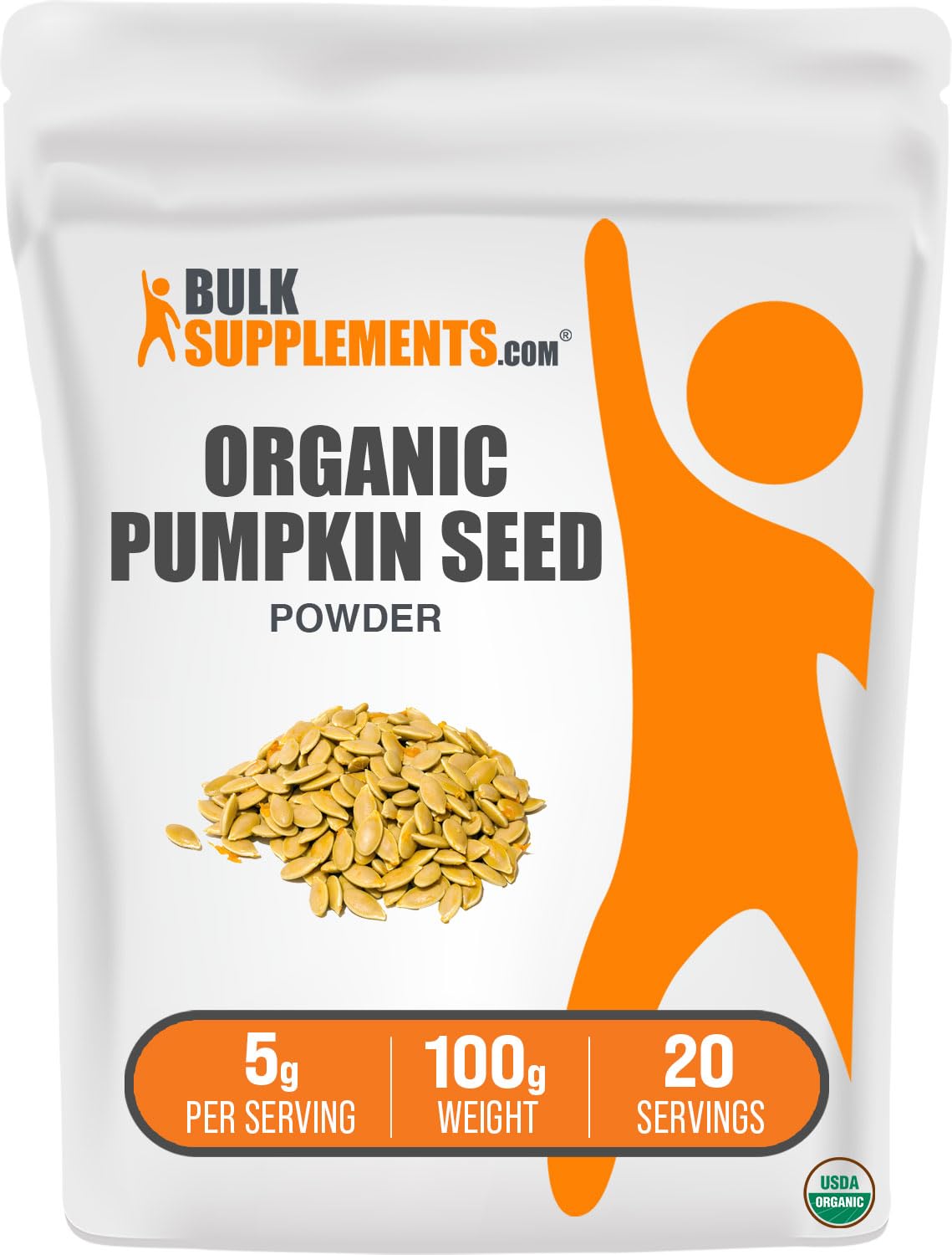 BulkSupplements Poudre de graines de courge biologique, source naturelle de nutriments.