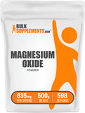 BulkSupplements poudre oxydes-magnésium dans bouteille, intégration quotidienne facilitée