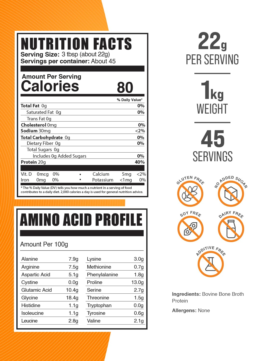 BulkSupplements proteine bouillon os boeuf sans lactose utile pour regime sans lait