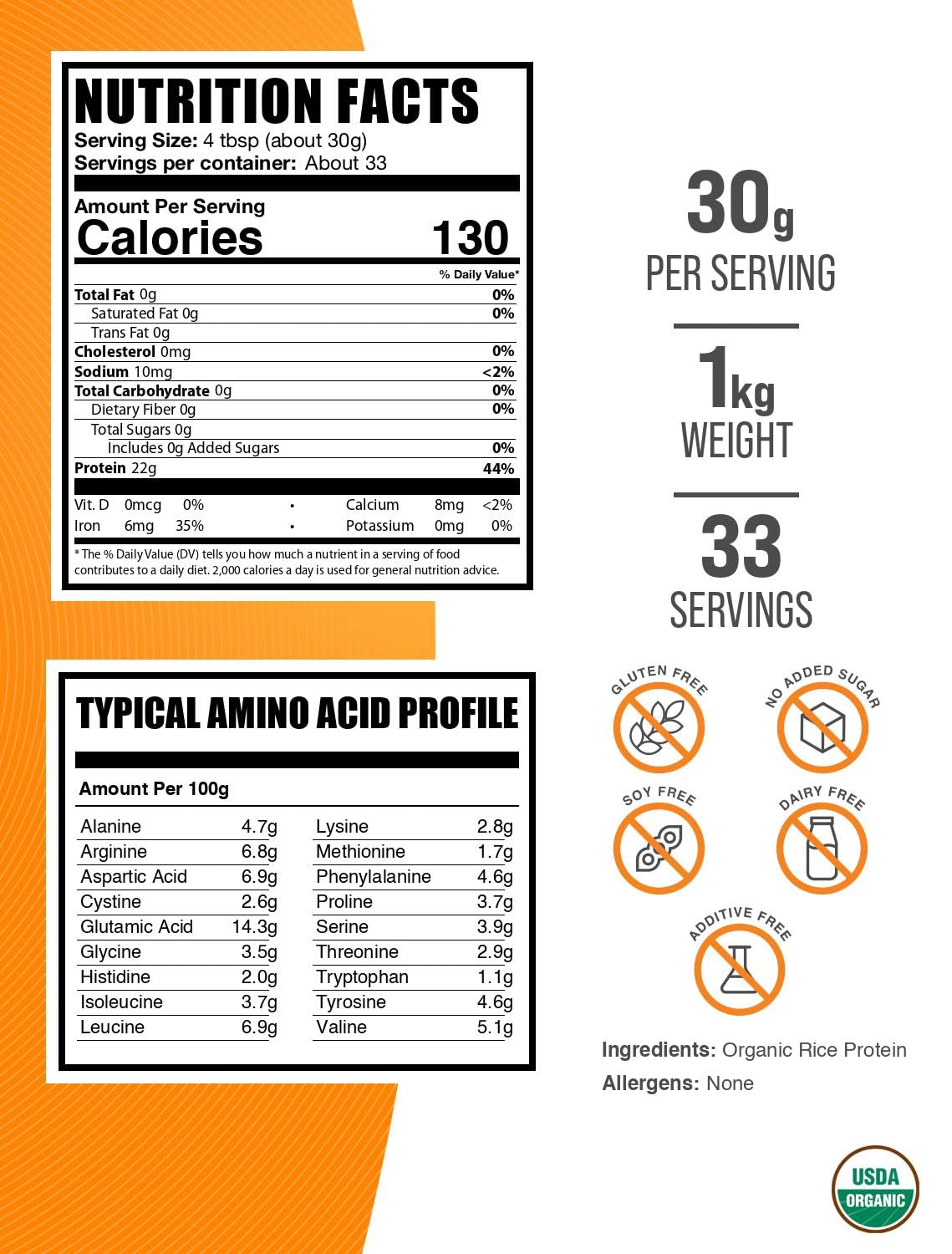 BulkSupplements protéine riz bio végétale sans gluten idéale pour régimes véganes