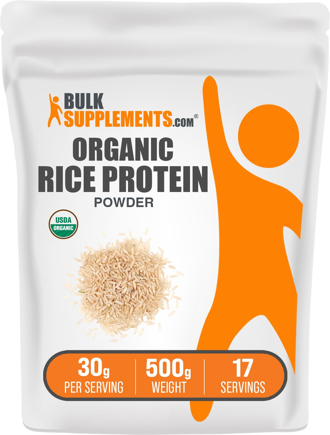 BulkSupplements protéine de riz biologique en poudre, idéale pour smoothies nutritifs.