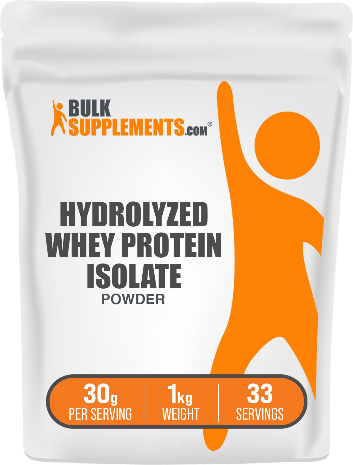 Bulksupplements protéine whey hydrolysée en poudre prête à mélanger dans un shake.