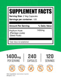 Bulksupplements Psyllium Husk Capsules: étiquette claire et traçabilité des tests tiers.