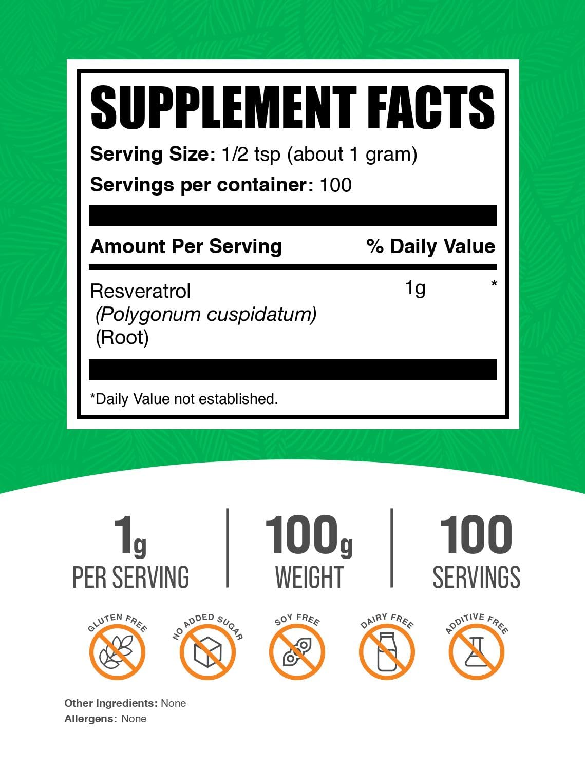 Bulksupplements Résveratrol Poudre – dose facile à mesurer pour votre routine.