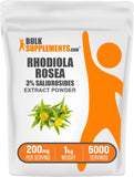 BulkSupplements Rhodiola Extrait Poudre – flacon pour soutien quotidien potentiel.