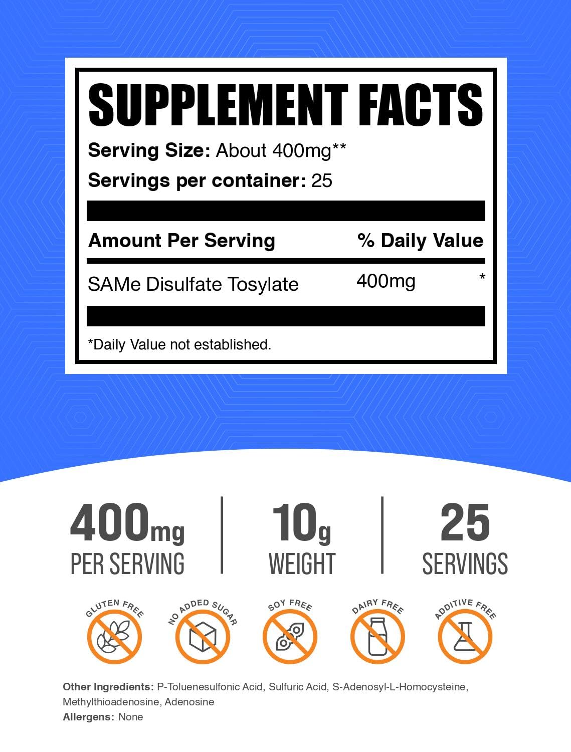 Mesure précise de Bulksupplements S-adénosyl-L-métionine pour doser