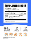 Capsules SAM-e BulkSupplements au format compact, faciles à emporter.