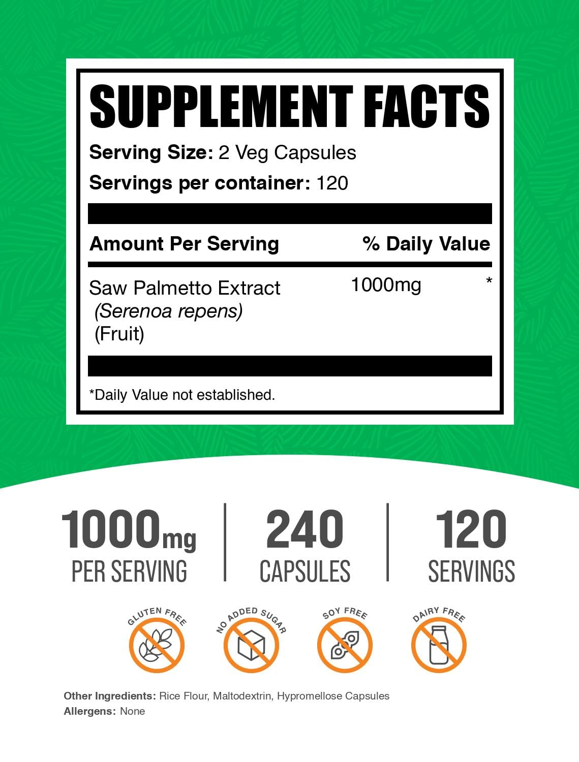Capsules BulkSupplements de Serenoa repens faciles à prendre au quotidien.