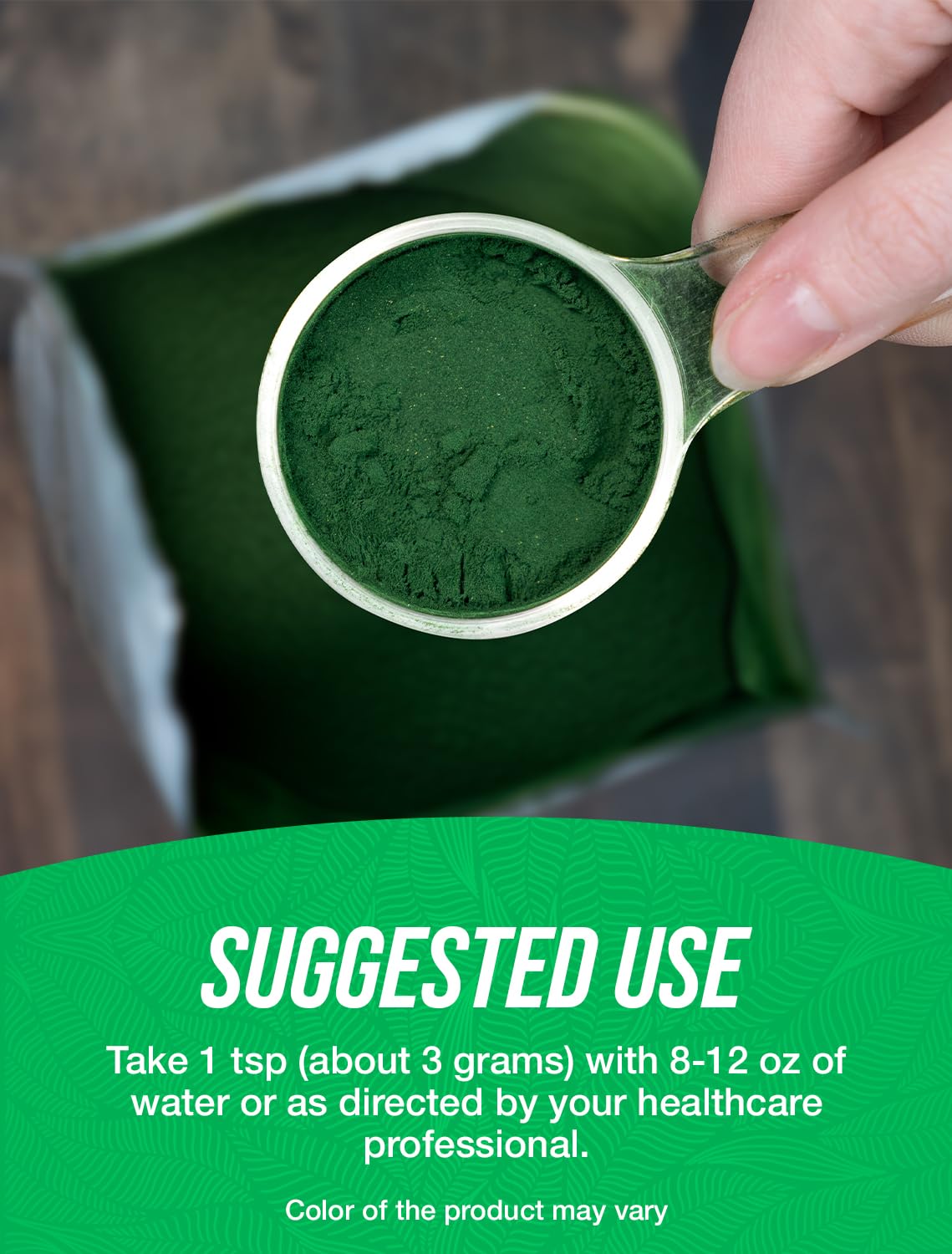Tableau nutritionnel détaillant les nutriments clés de la spiruline biologique.