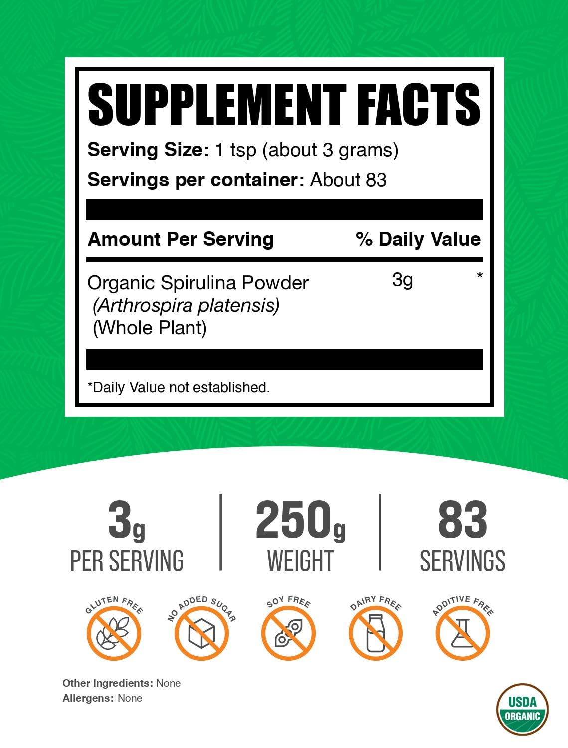 Bulksupplements Spiruline verte poudre: intégration simple dans smoothies du matin.