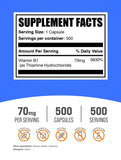Bulksupplements Thiamine HCl capsules ouvertes : accès facile à une dose pratique.