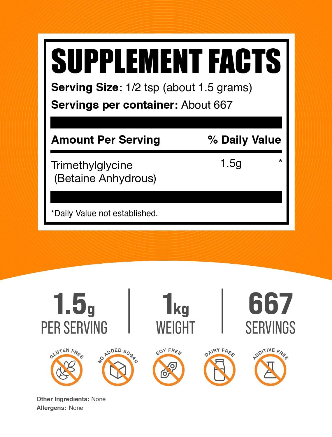 BulkSupplements TMG poudre et sa cuillère doseuse, mesurer facilement.