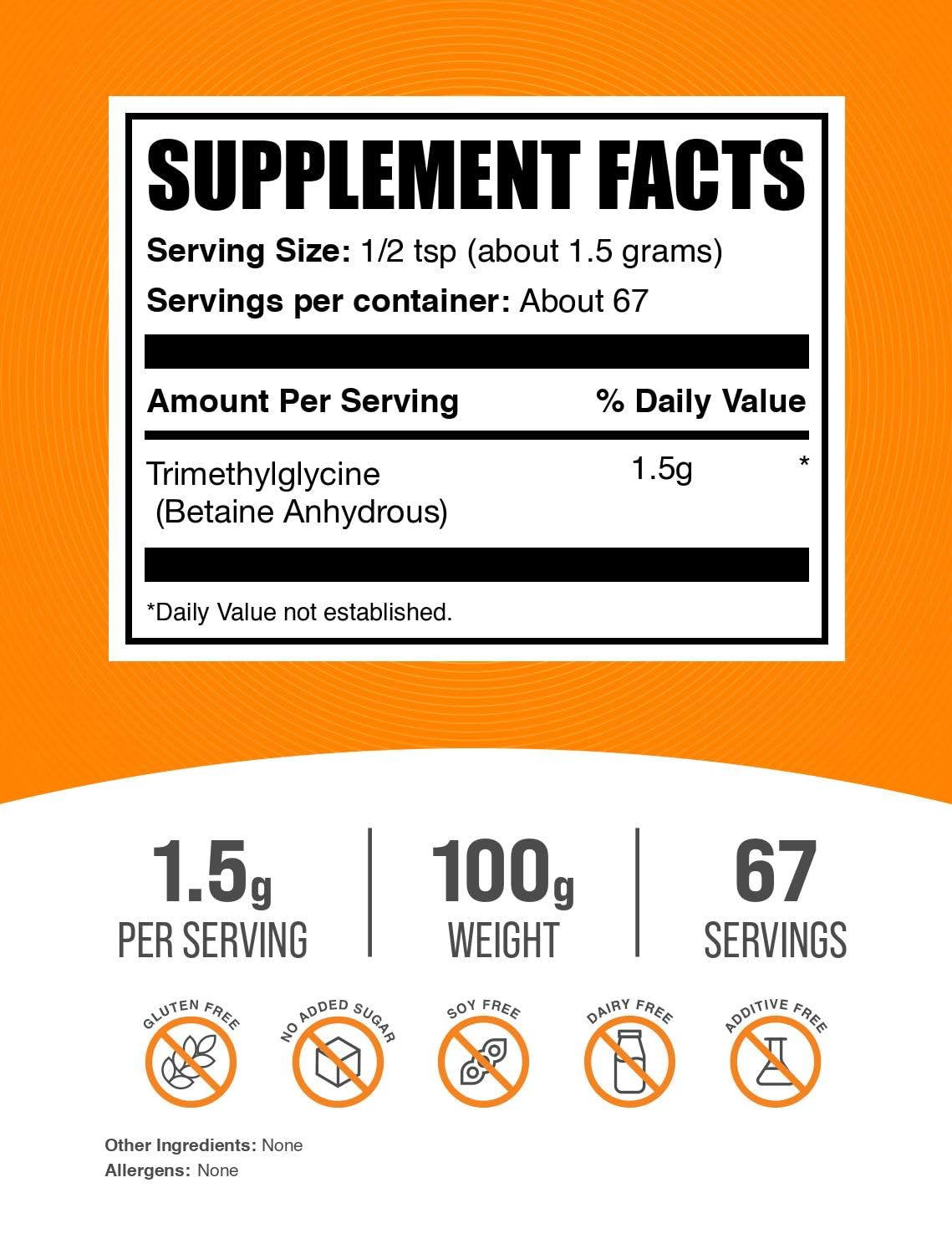 BulkSupplements TMG Poudre cuillère-doseuse près du sachet.