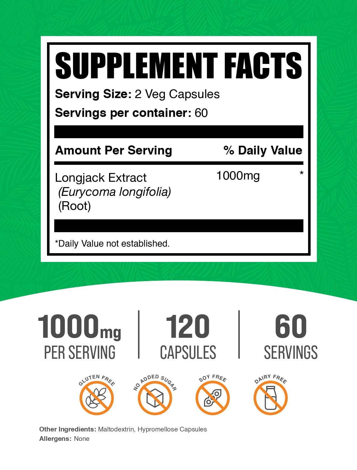 BulkSupplements Tongkat Ali Capsules, utilisation quotidienne: soutien éventuel d'énergie naturelle et vitalité.