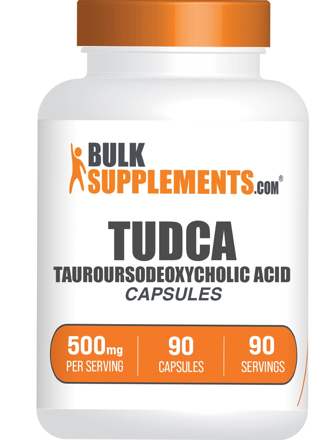 Bulksupplements TUDCA gélules dans une bouteille, pratique pour une prise quotidienne.