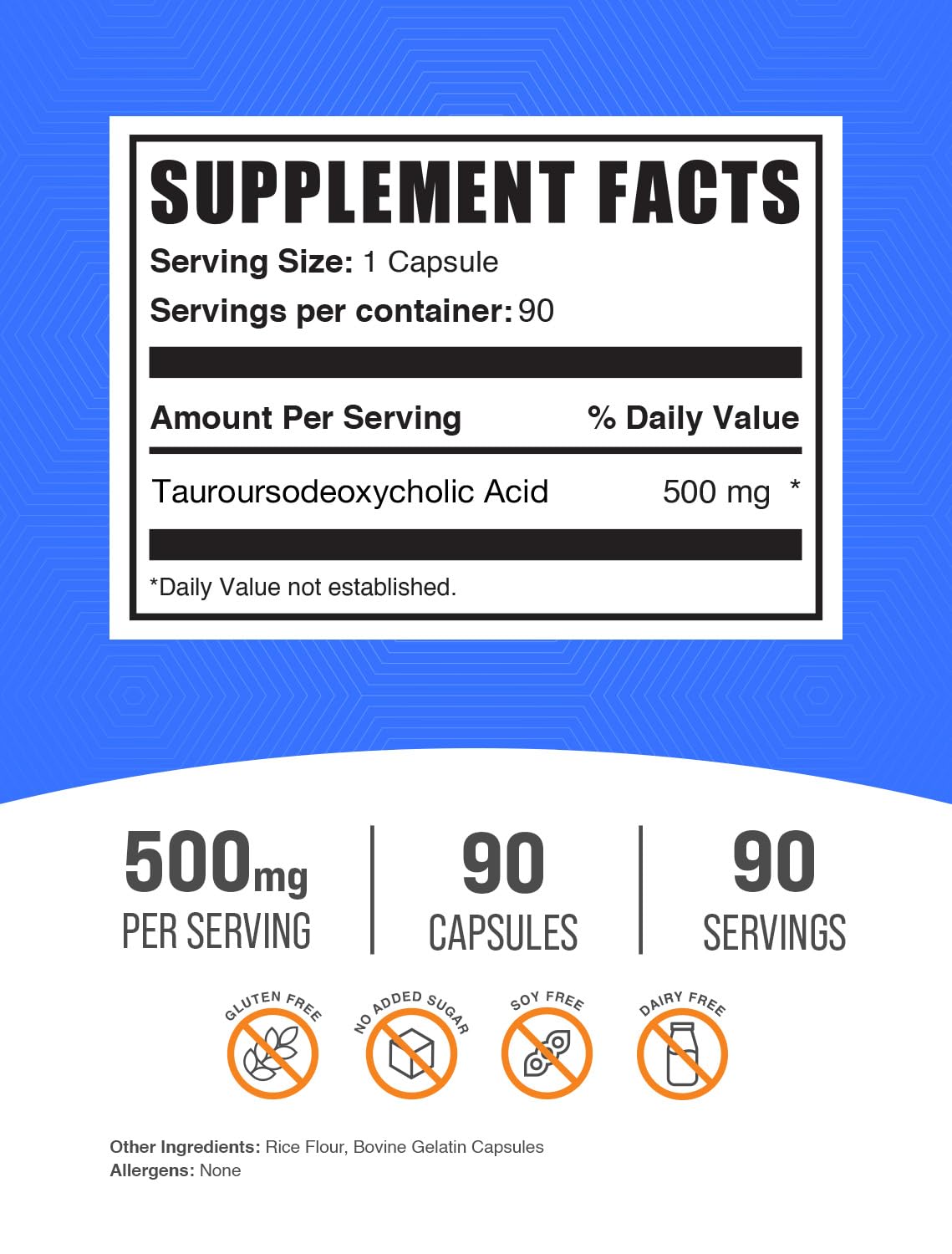Bulksupplements TUDCA affiche clairement les informations pour la traçabilité.