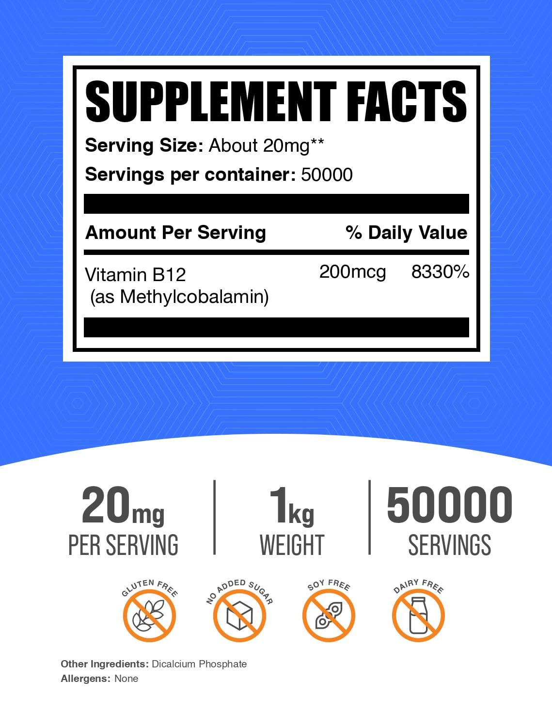 BulkSupplements vitamine B12 poudre usage quotidien — aide énergie et métabolisme.