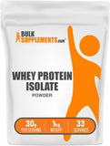 BulkSupplements Whey Protein Isolate, poudre sans arôme pour shakes faciles et rapides