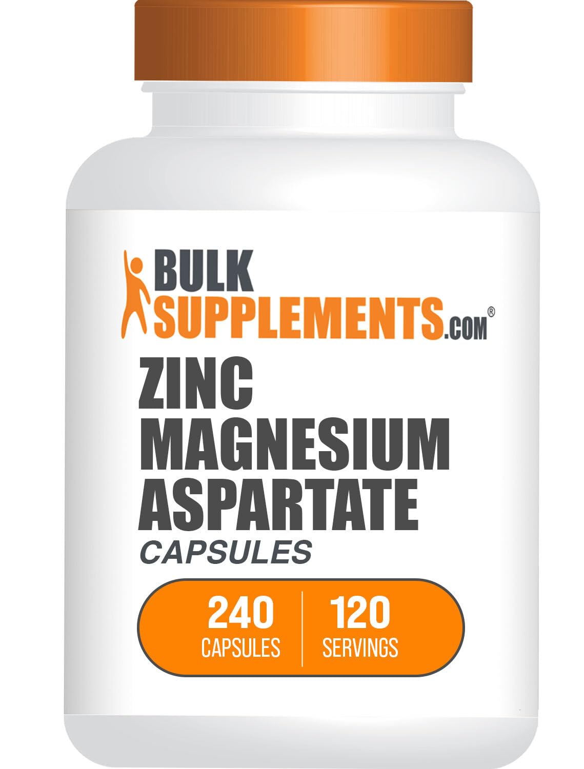 Bulksupplements Zinc Magnesium Aspartate - bouteille sans gluten, facile à intégrer dans votre routine.