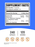 Bulksupplements Zinc Magnesium Aspartate - gelules sans gluten, faciles à avaler le matin.