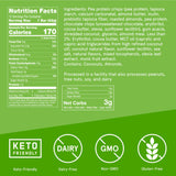 Étiquette nutrition Bulletproof barres coco-chocolat, option faible en sucre