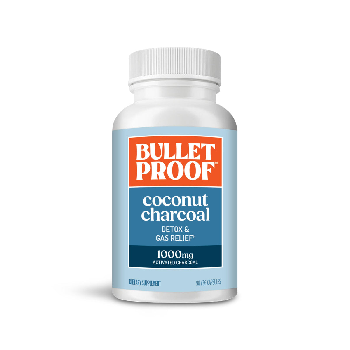 Bulletproof Charbon Coco Detox – Bouteille, soutien potentiel au confort digestif.