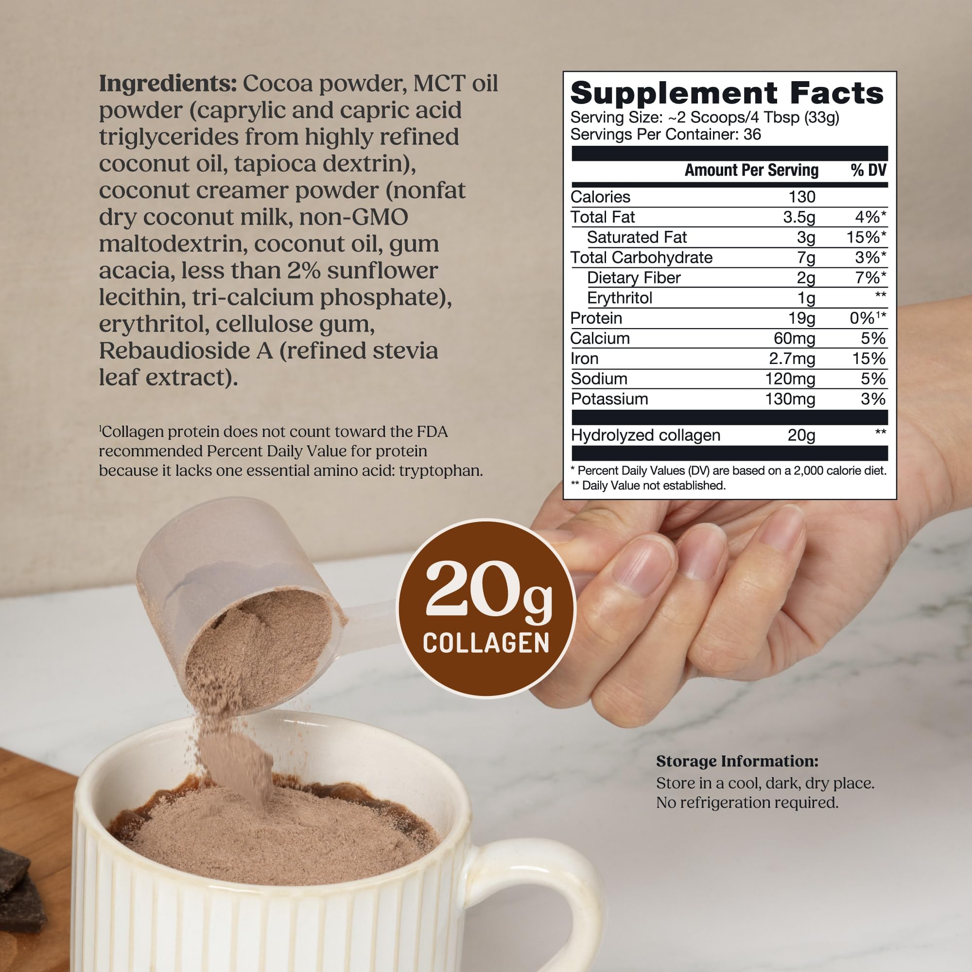 Boisson Bulletproof Chocolat Collagene MCT au café mousseux et réconfortant.