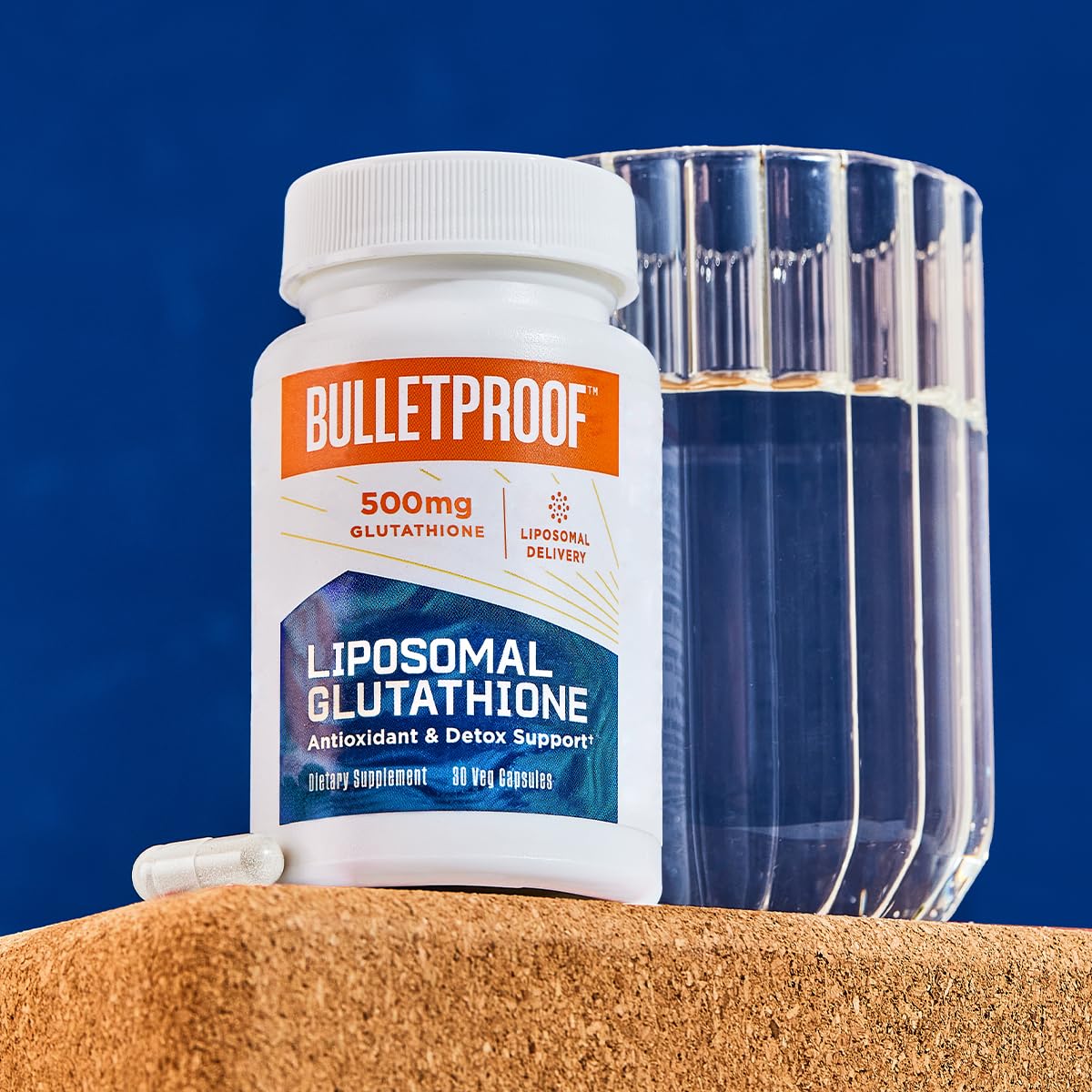 Bulletproof glutathion liposomale – emballage sans gluten et végane.