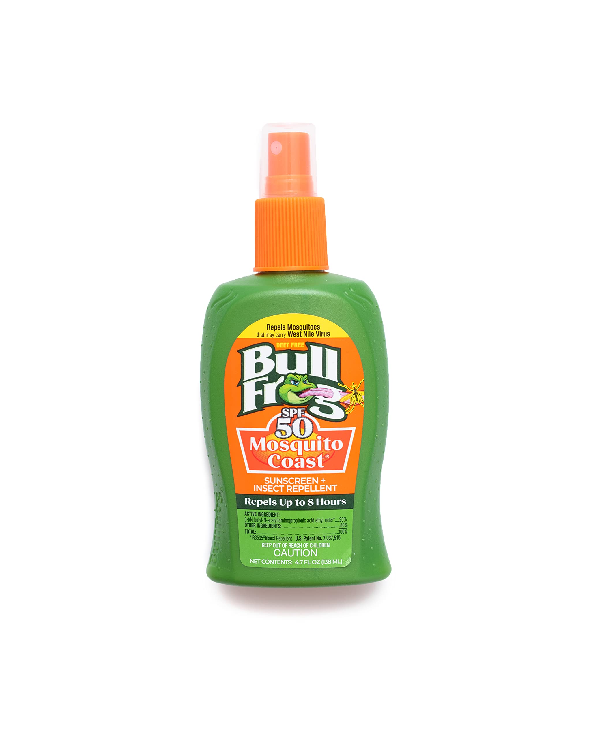 Bullfrog Mosquito Coast: spray SPF50 2-en-1 pour une protection durable contre moustiques.