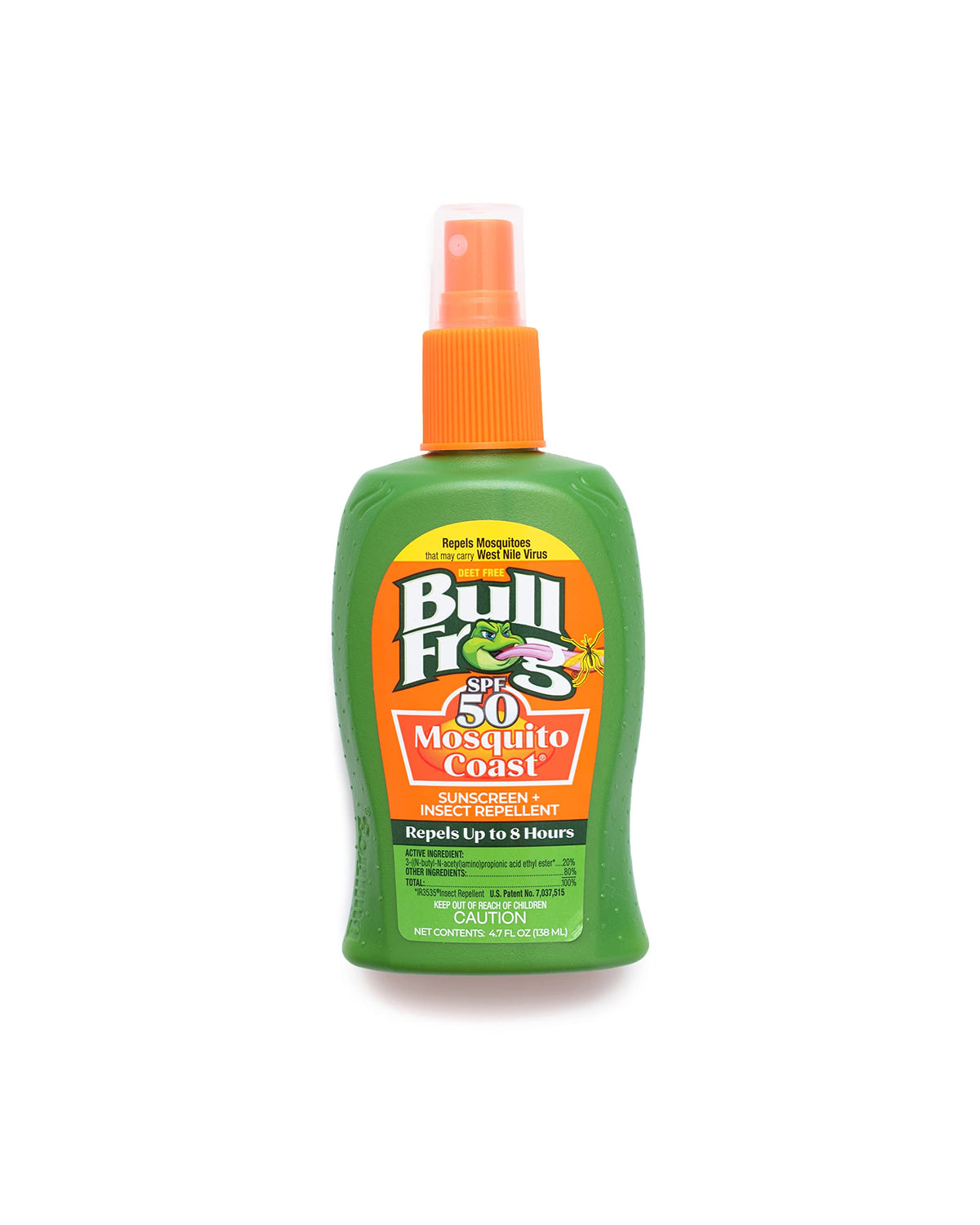 Bullfrog Mosquito Coast: spray SPF50 2-en-1 pour une protection durable contre moustiques.