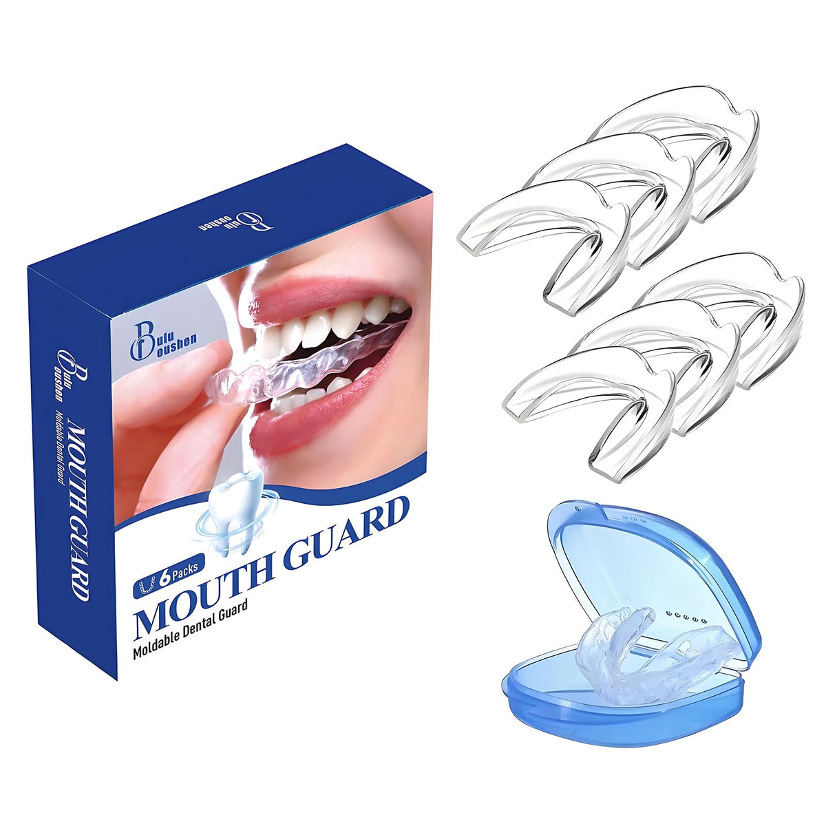 buluoushen garde-dents nuit pack 6 avec étui pratique pour le voyage.