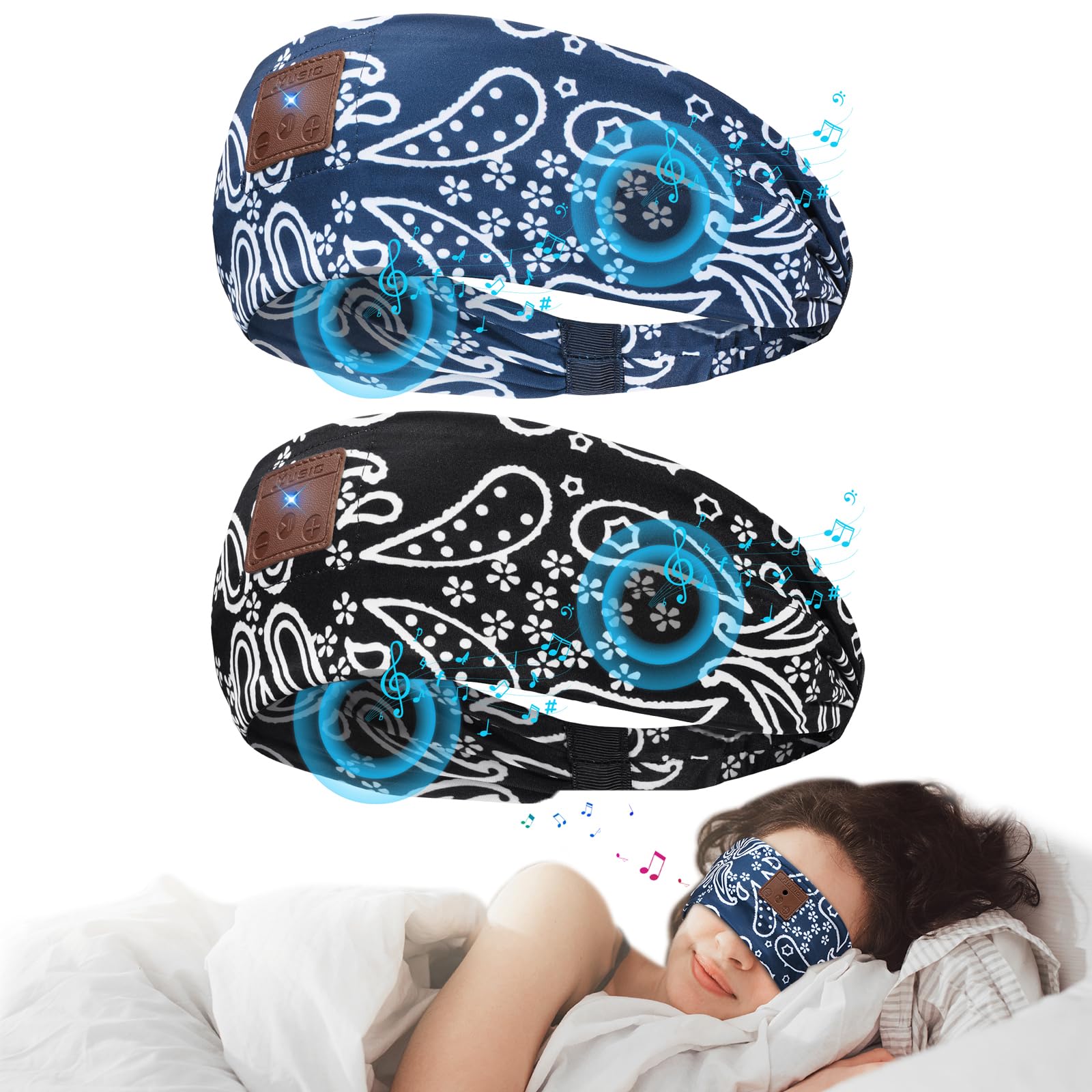 BULYPAZY bandeau écouteurs noir, confort nocturne et sommeil paisible