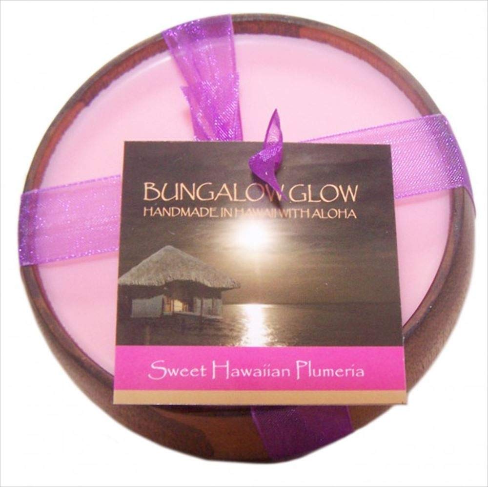 Bougie Bungalow Glow Plumeria hawaïenne, parfum durable pour une ambiance tropicale chez soi