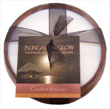 Bougie Volcan Coco en bois de Bungalow Glow, parfum exotique et ambiance chaleureuse.