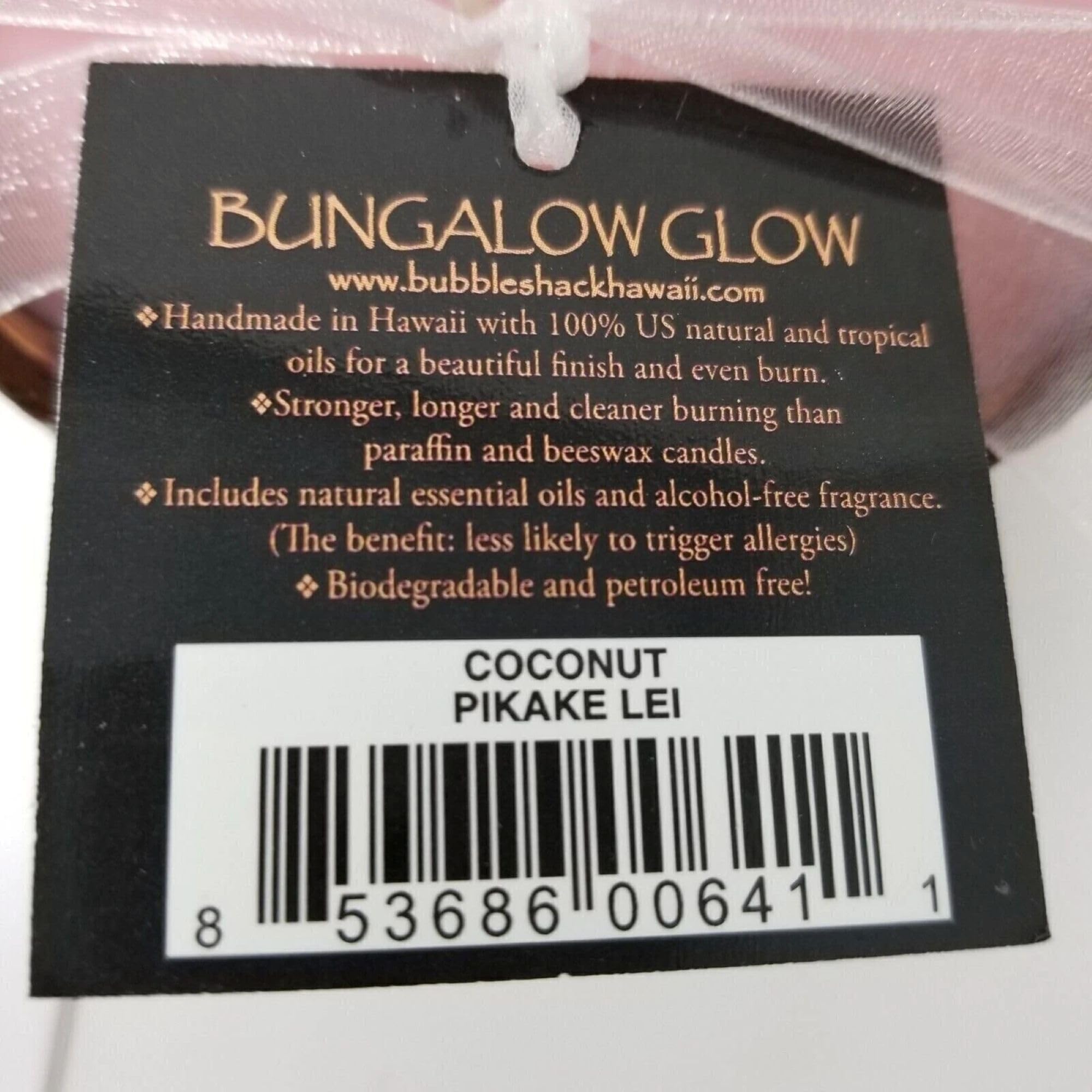 Bougie Bungalow Glow Pikake Lei Coco, parfait pour rituel detente du soir.