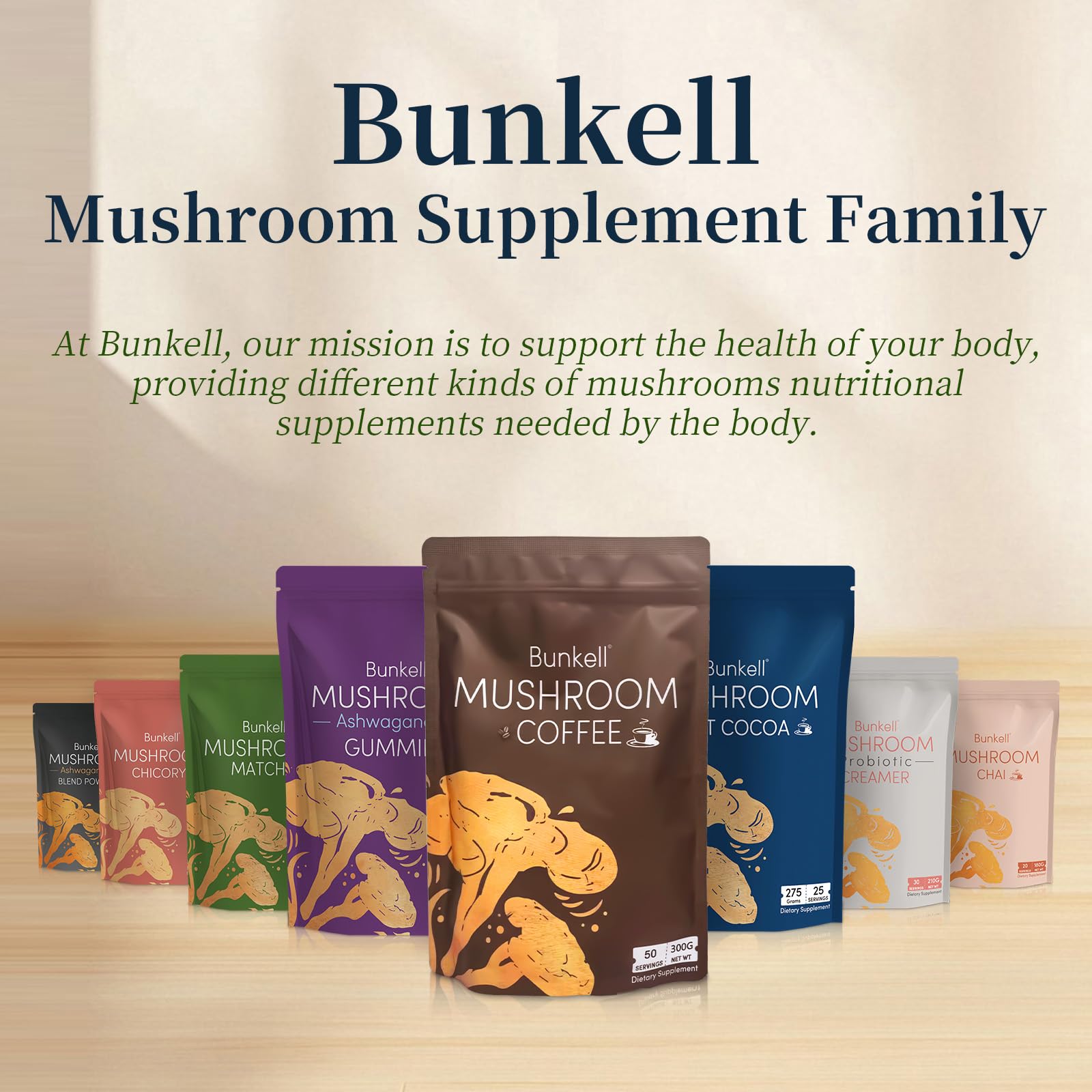 Boisson chaude Bunkell Ashwagandha – combinaison champignons et ashwagandha.