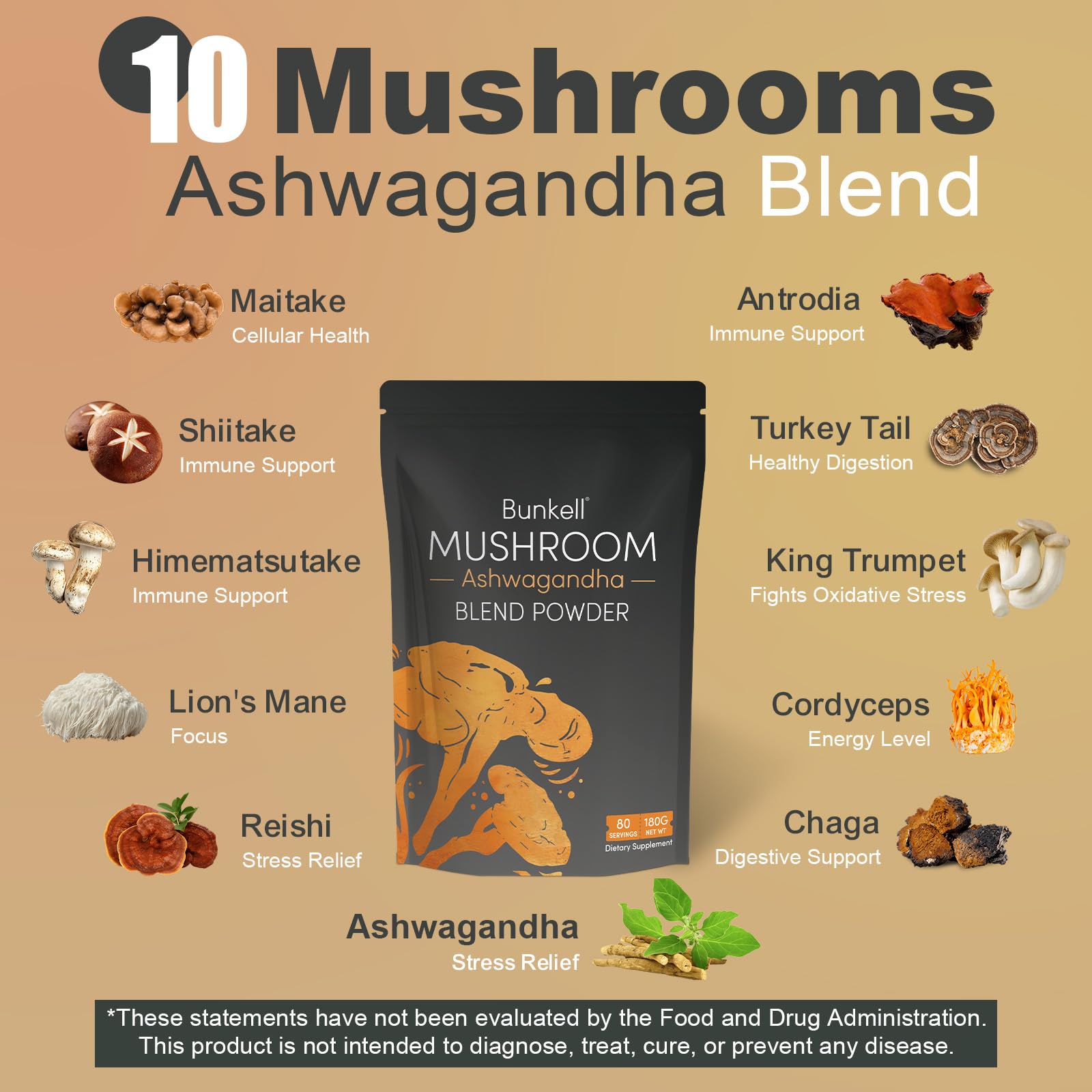 Infusion Bunkell Ashwagandha dans une tasse chaude pour concentration.