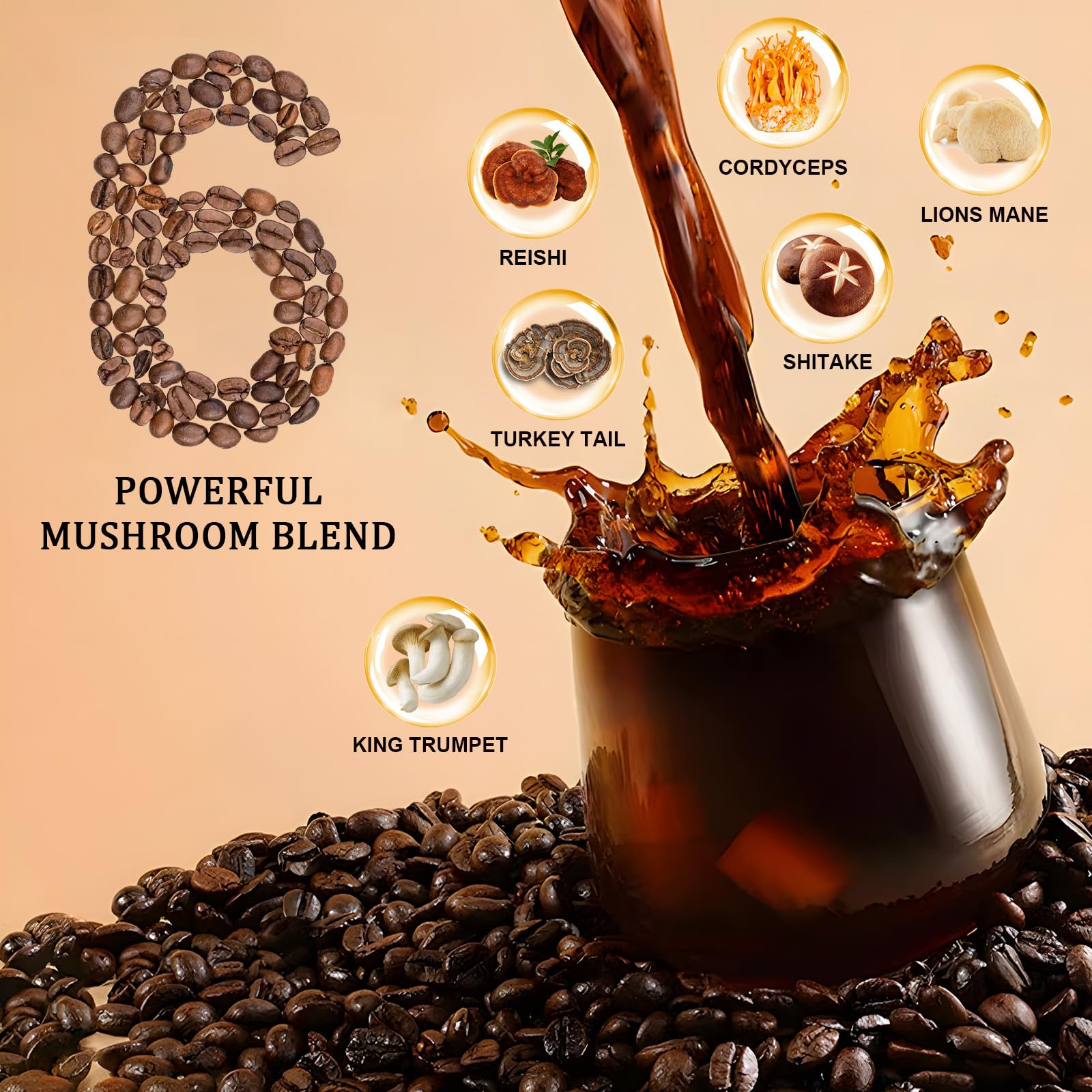 Café Bunkell champignons Cordyceps en poudre pour énergie durable.