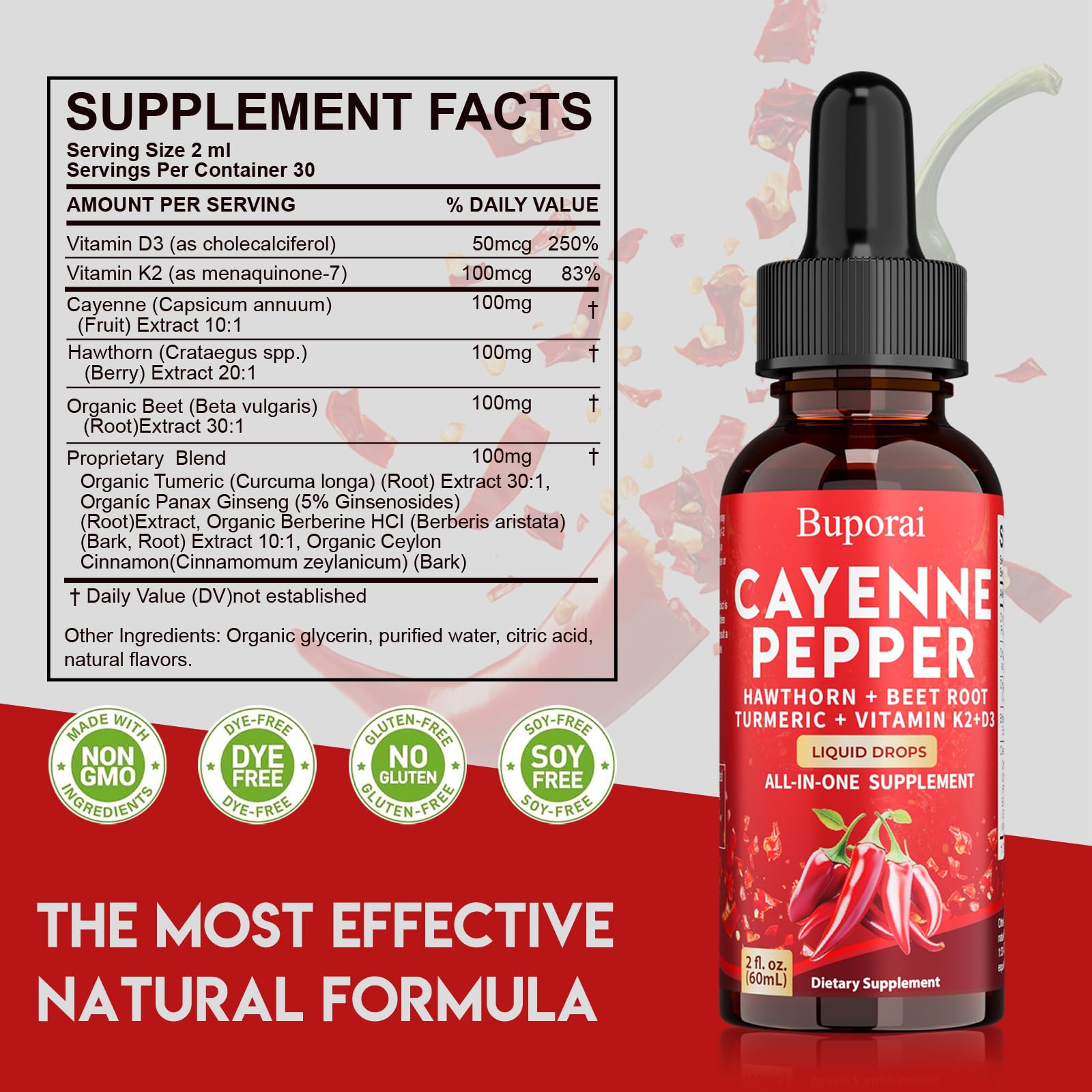 Pipette doseuse Buporai Cayenne, dosage pratique au quotidien.