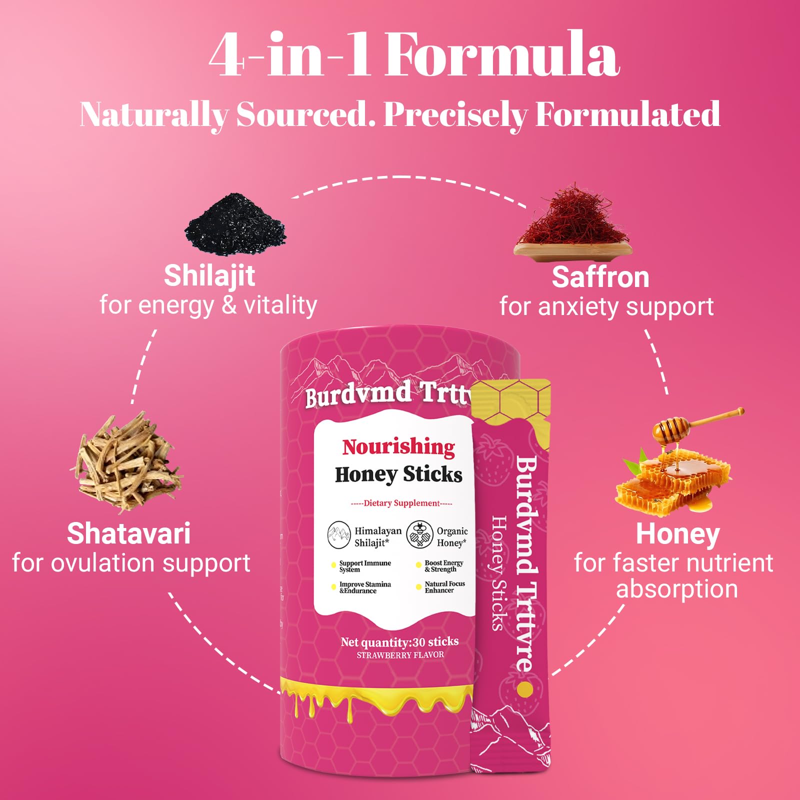 Goût fraise naturel du Shilajit Burdvmd Trttvre, concentration douce et agréable.