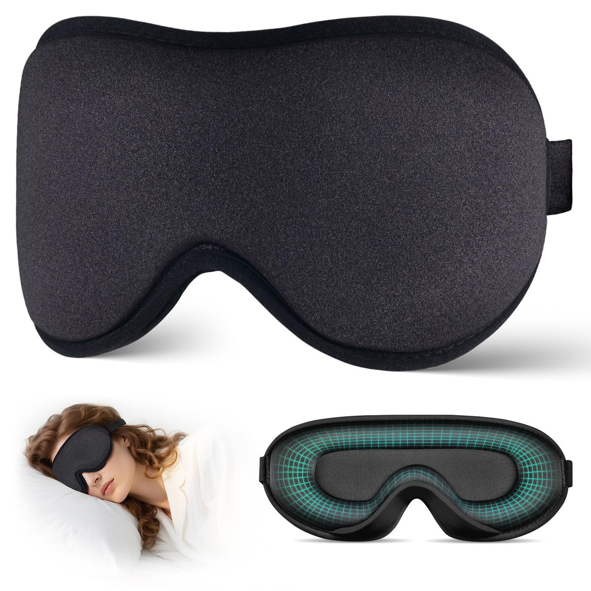 Burfocus masque-sommeil design tridimensionnel avec cavités yeux offrant confort sans pression