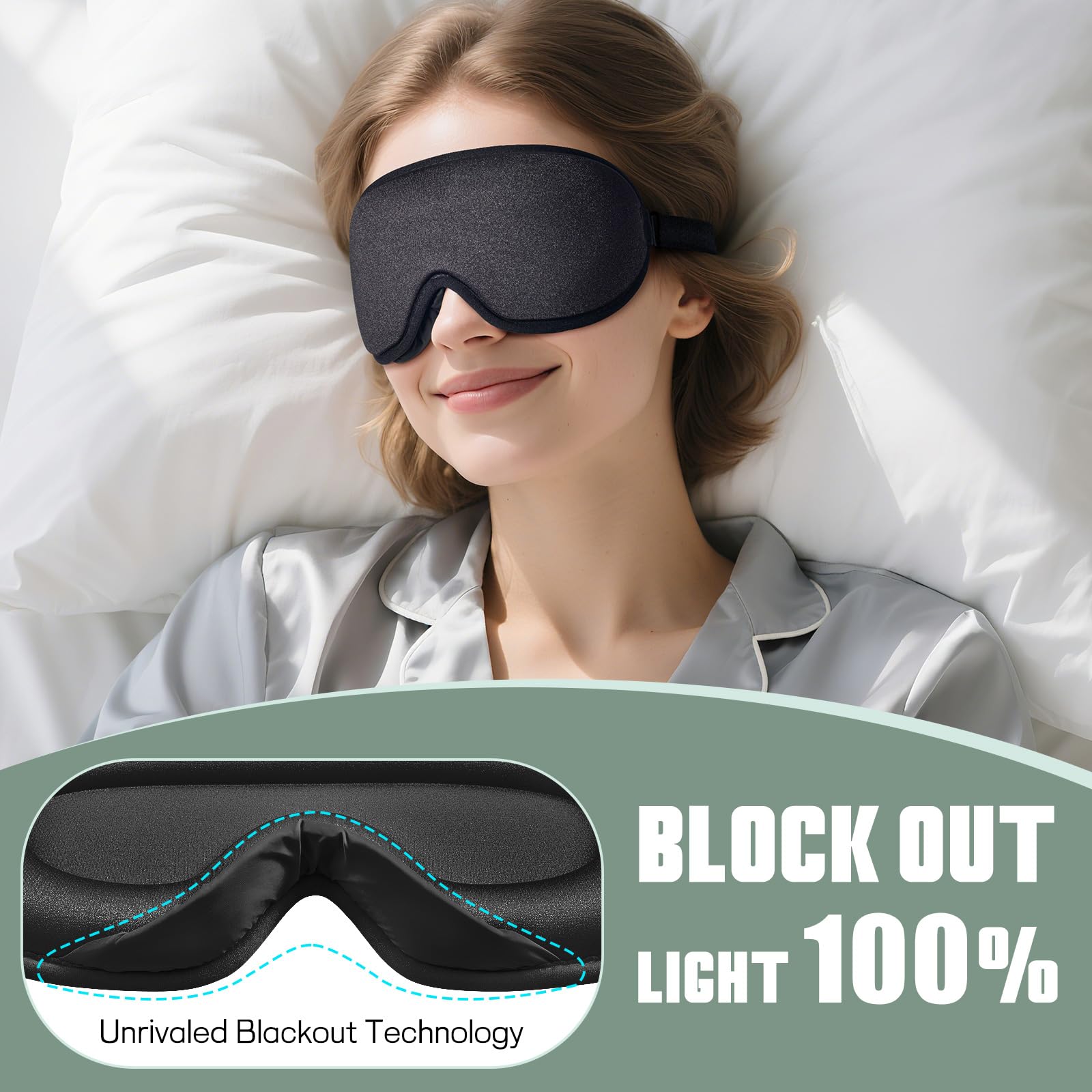 Burfocus masque pour dormeurs côté, design à 15 degrés pour ajustement sans pression