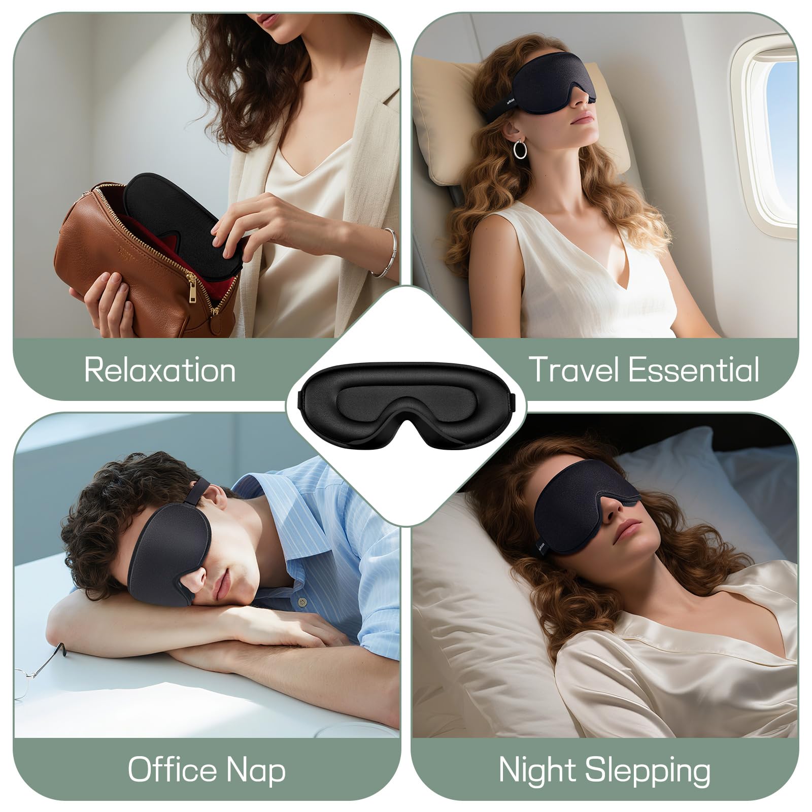 Burfocus masque tissu doux et respirant protège les yeux toute la nuit
