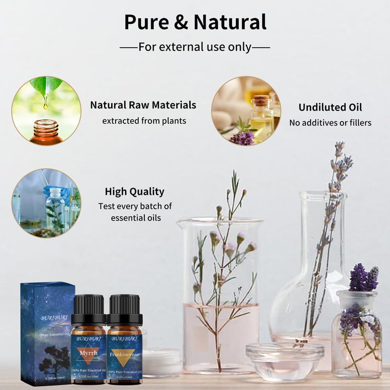 Huile essentielle BURIBURI prête à dilution pour bain réconfortant et massage.