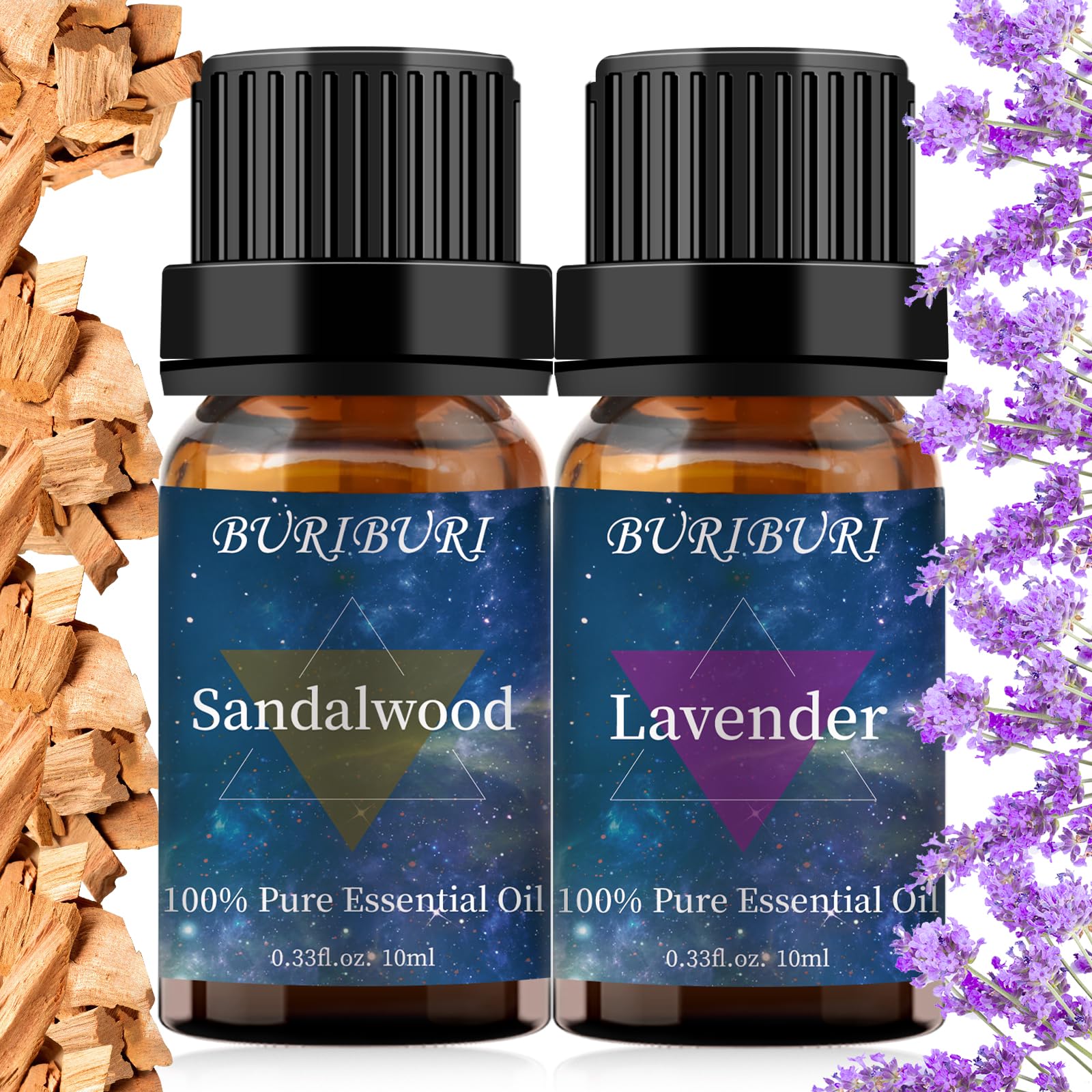 Huile essentielle lavande BURIBURI, bouteille ambrée 10 ml, arôme floral frais pour diffusion