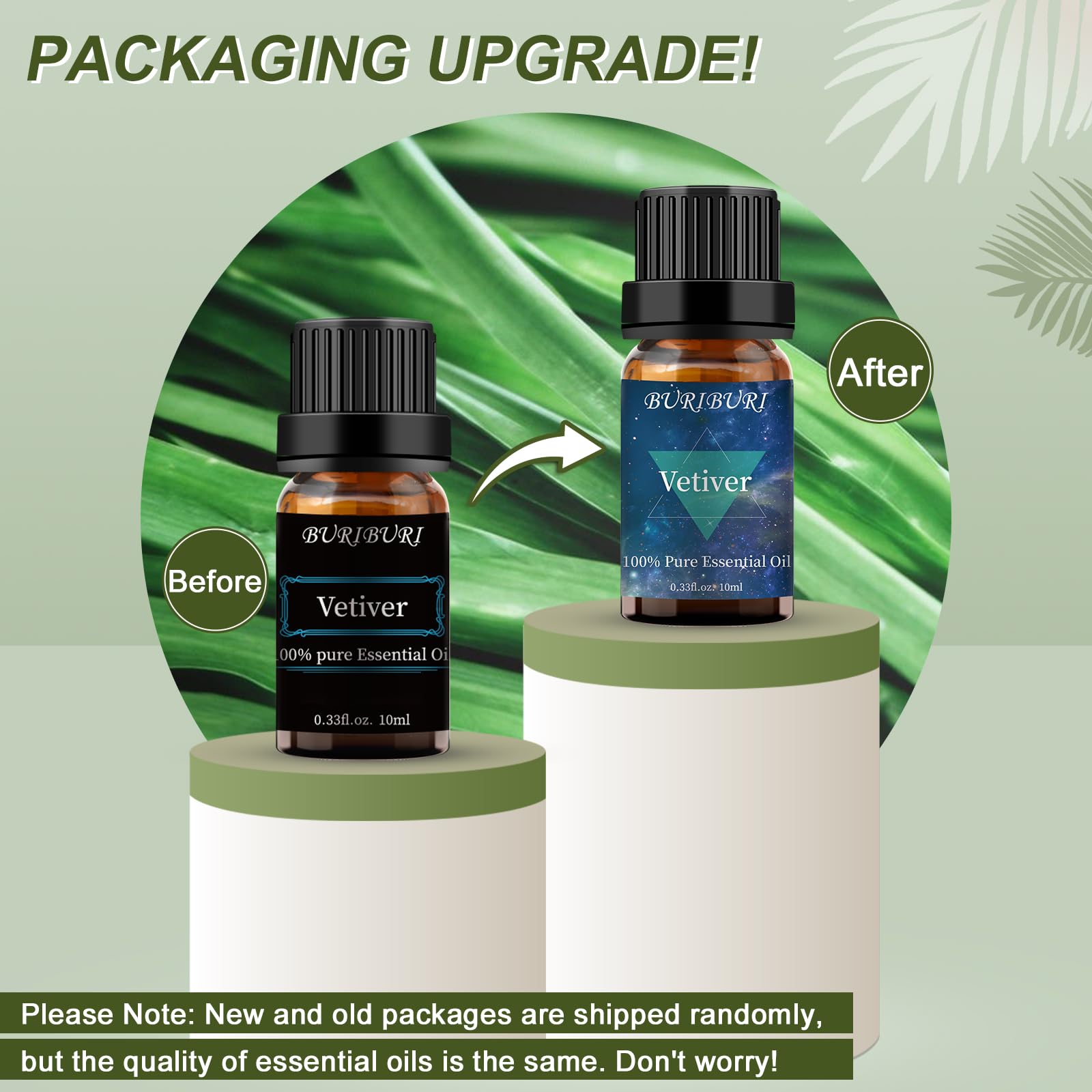 Buriburi huile vétiver, flacon ambré 10 ml prêt à diffuser.
