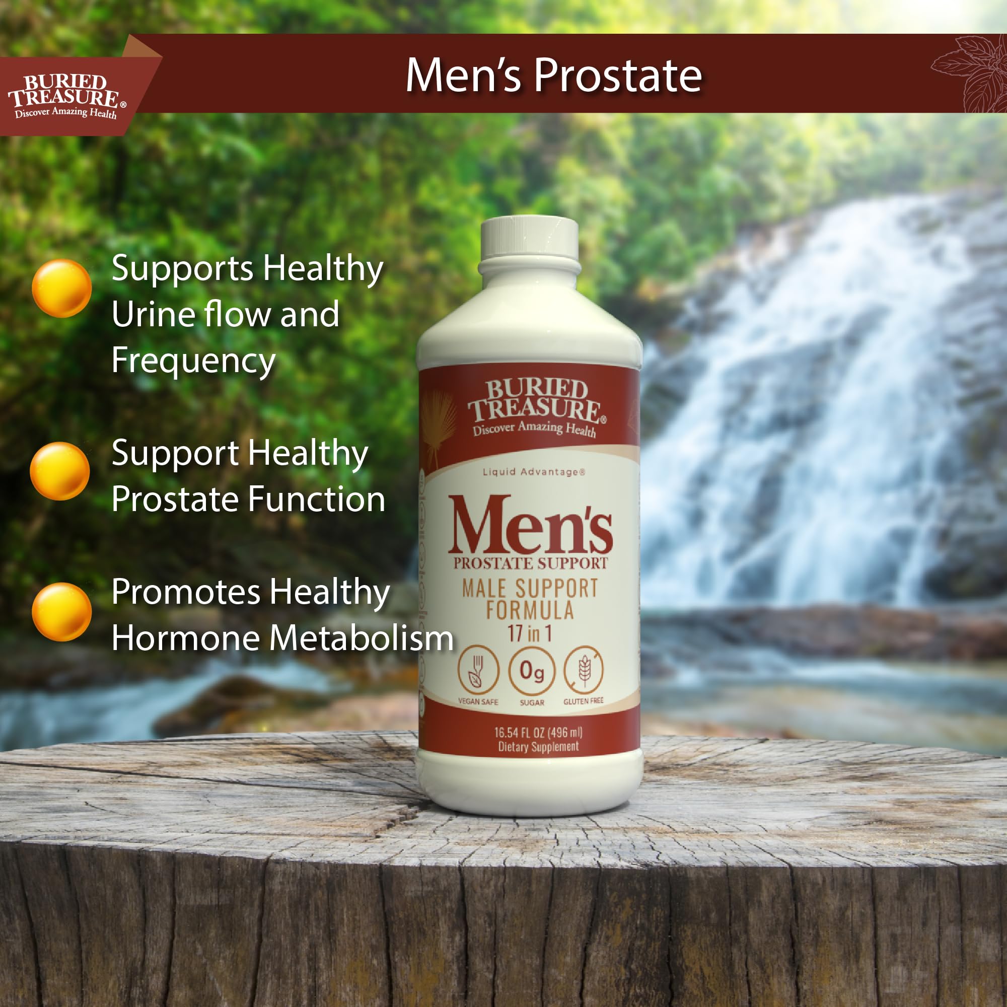 Buried Treasure Prostate - baies Serenoa repens présentes, soutien potentiel de la fonction urinaire.