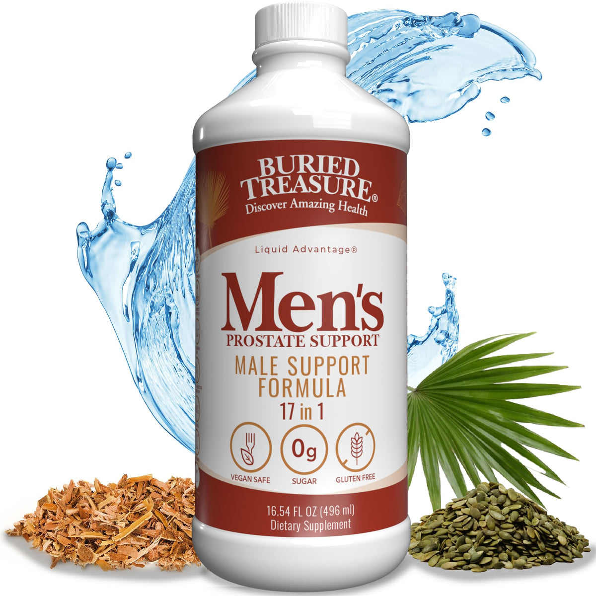 Buried Treasure Prostate pour Hommes - bouteille 16oz peut soutenir la fonction urinaire potentielle.
