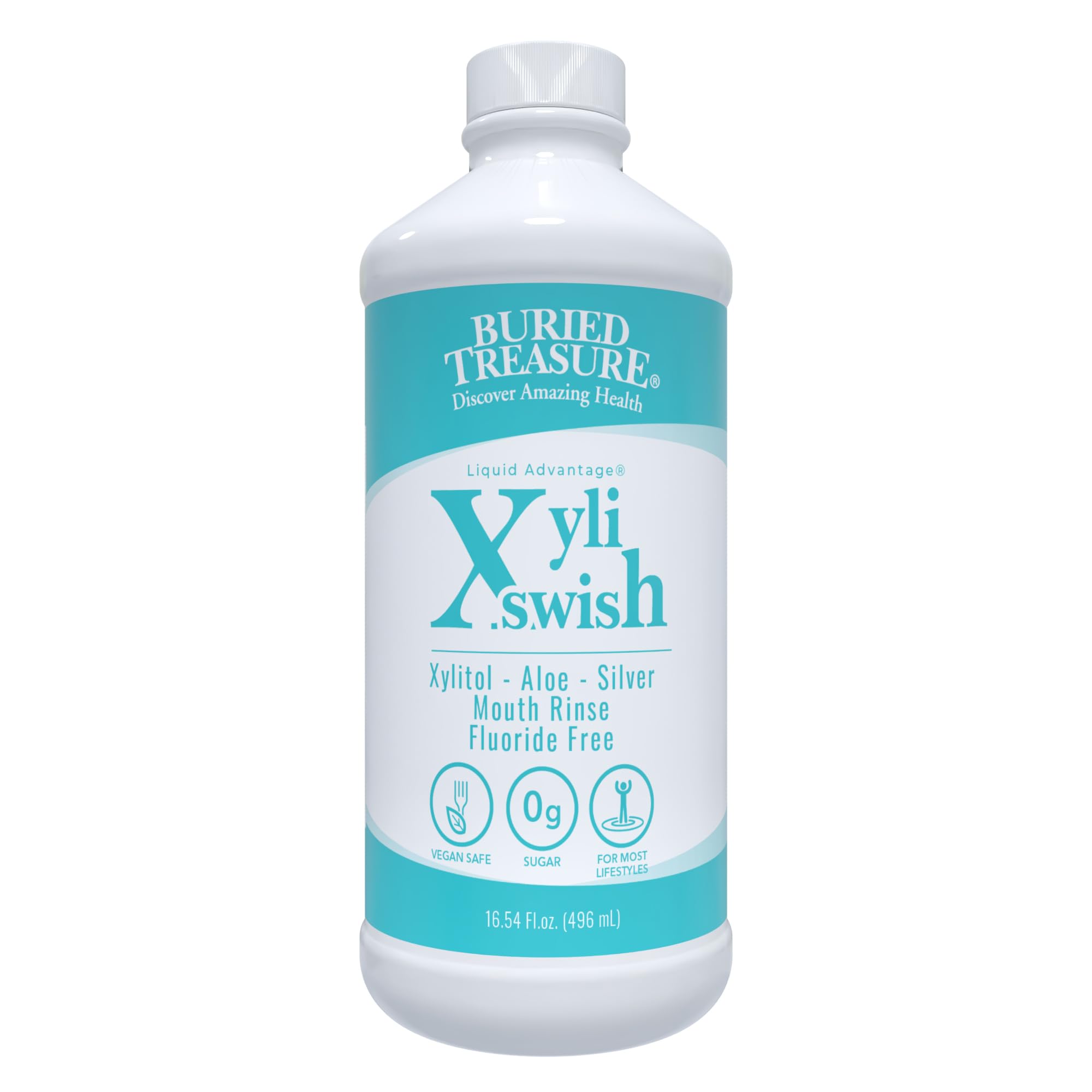 Buried Treasure Xyli Swish: bouteille menthe 16oz pour une bouche rafraîchie.