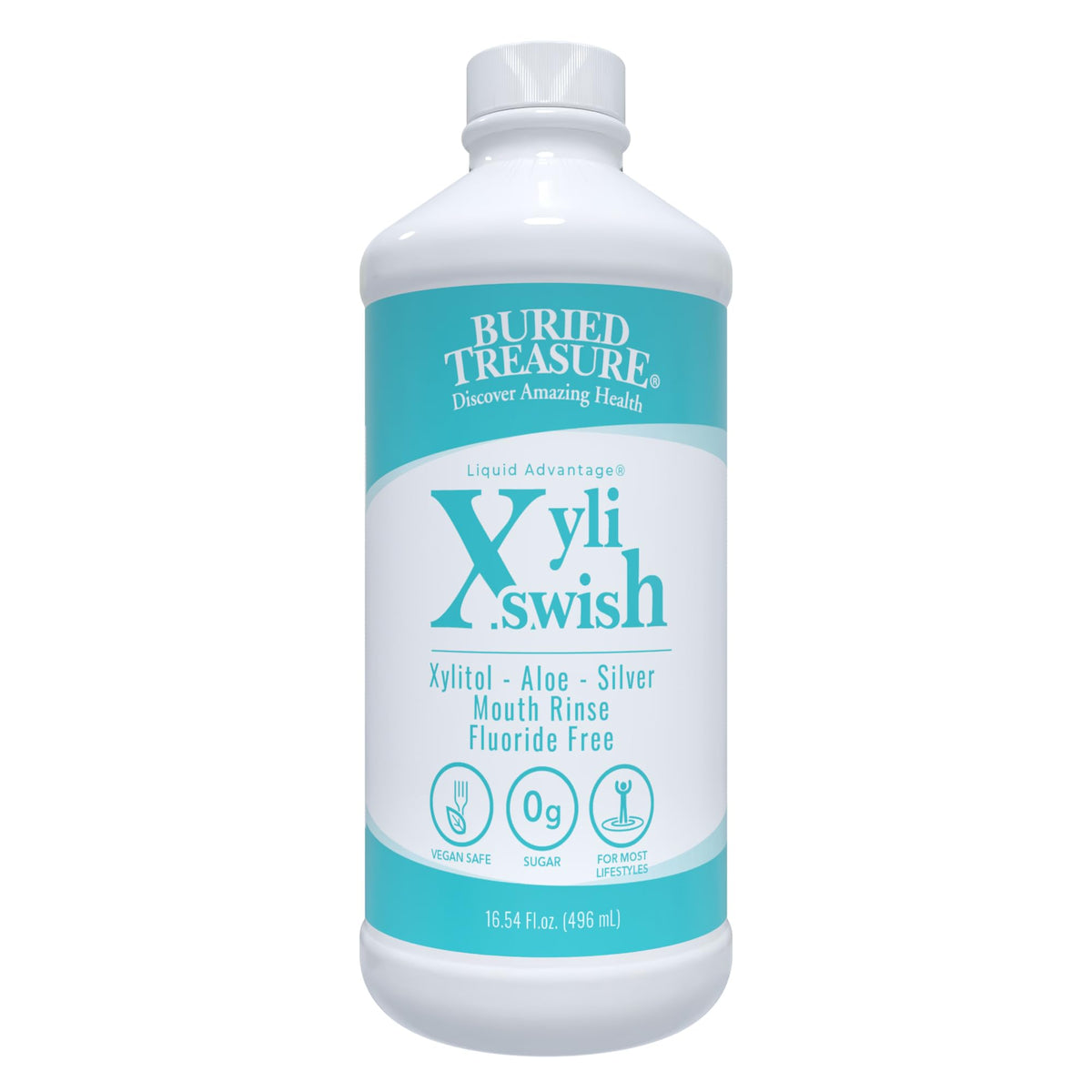 Buried Treasure Xyli Swish: bouteille menthe 16oz pour une bouche rafraîchie.